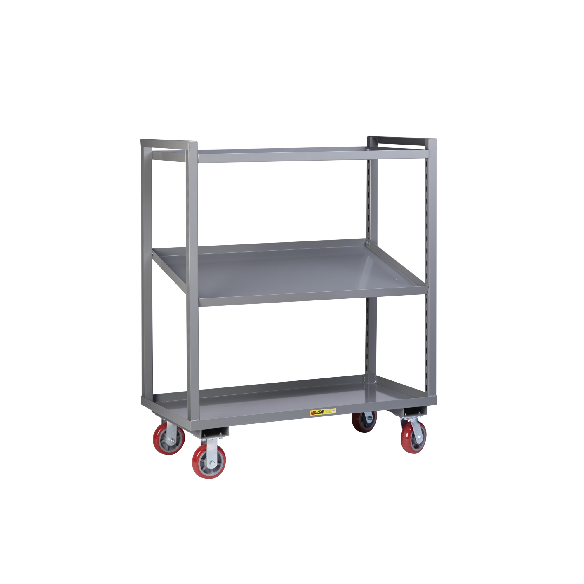 Little Giant Adjustable Height Multi-Shelf Truck - 24in. x 60in., 2400-Lb. Total Capacity, 2 Adjustable Shelves, Carbon Steel, Model# AM-2A-2460-6PY
